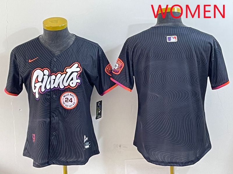 Women San Francisco Giants Blank Black Second generation Joint Name 2025 Nike MLB Jersey style 4